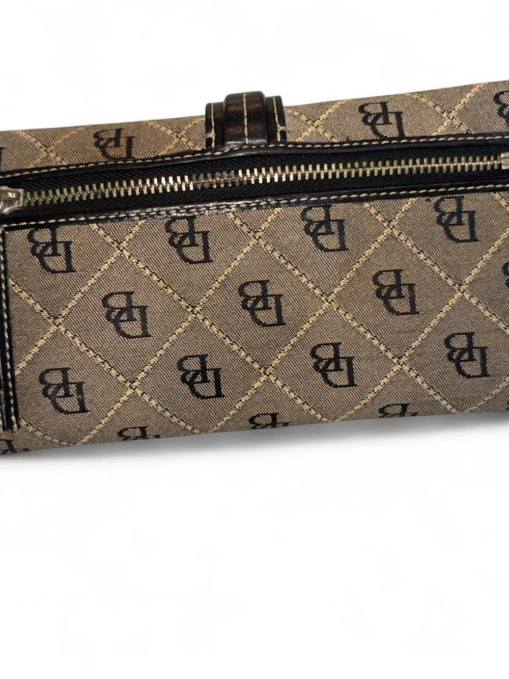 Dooney & Bourke Tan Canvas with Black Leather Trim Wristlet - Picture 2 of 2
